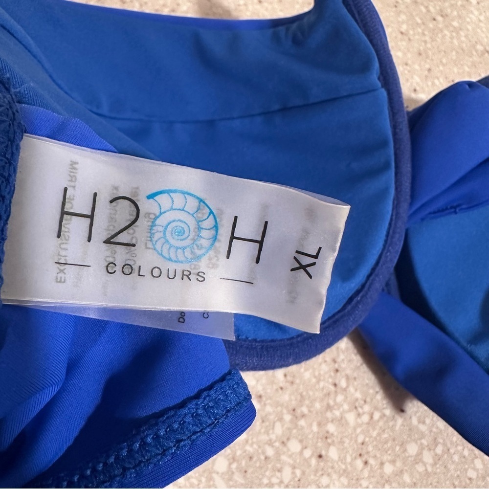H2OH Swim Bikini “Posh” Top Electric Blue, Padded, Tie Back Adj. Straps XL - Picture 2 of 15